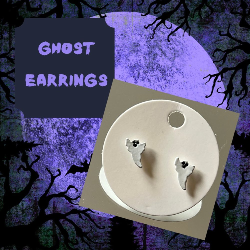 4/$20 Fun Ghost Stud Earrings  ~ NEW